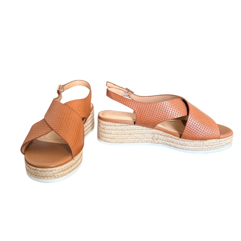 Alex Marie Women Brown Textured Leather Espadrille Wedge Sandals 8.5M Boho chic